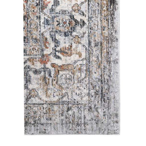 9' X 12' Ivory Charcoal And Brick Red Oriental Area Rug