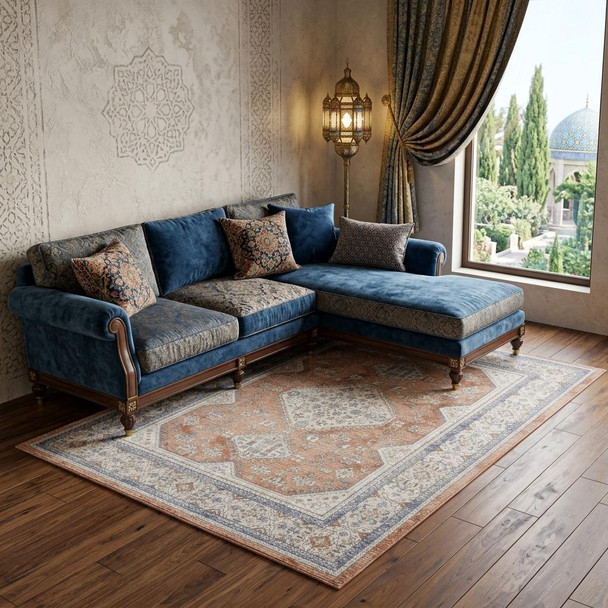 8' X 10' Beige And Bronze Medallion Area Rug