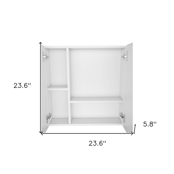 24" White Wood Wall Mounted Double Door Medicine Cabinet