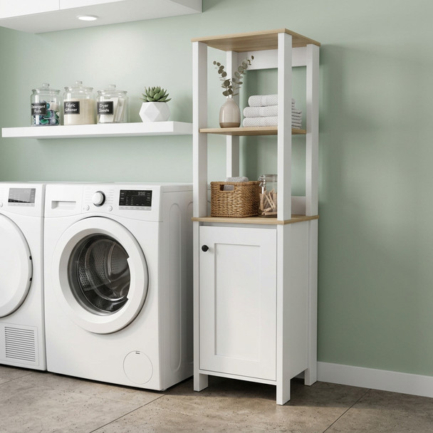 16" White Wood Freestanding Single Door Bathroom Vanity
