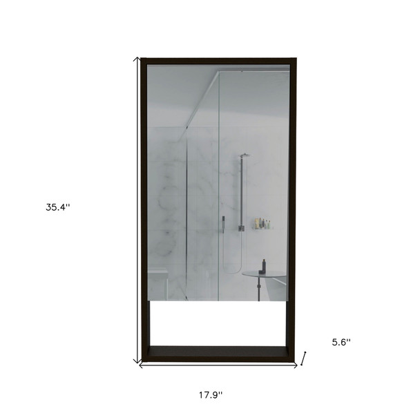 18" Black Wood Wall Mounted Single Door Medicine Cabinet