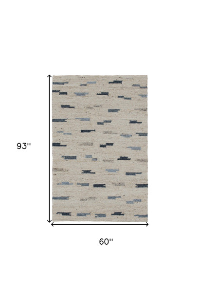 5' X 8' Blue and Gray Abstract Hand Woven Area Rug