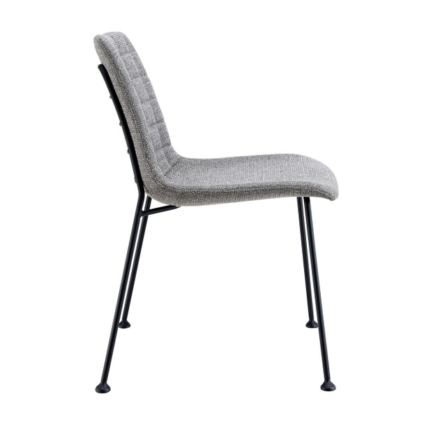 Set of Two Gray And Black Upholstered Fabric Dining Side Chairs