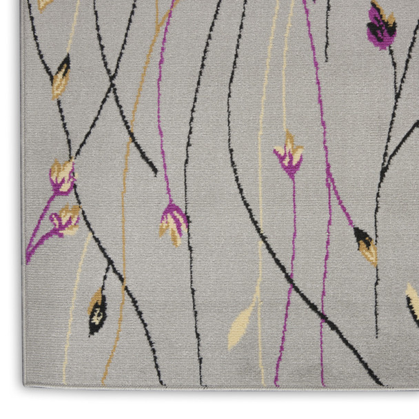 7' X 10' Gray and Pink Floral Power Loom Area Rug