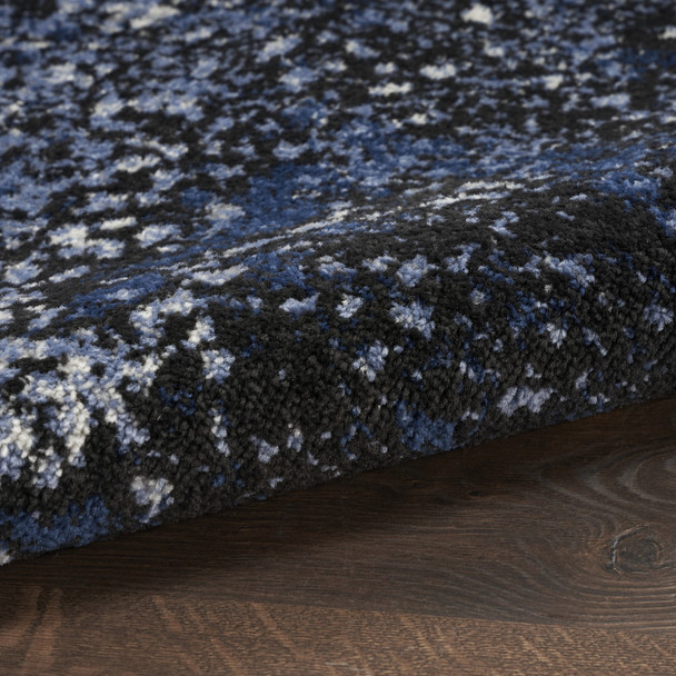 4' X 6' Light Blue Black And Ivory Abstract Non Skid Area Rug