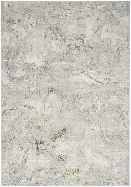 5' X 7' Ivory Gray and Brown Abstract Non Skid Area Rug