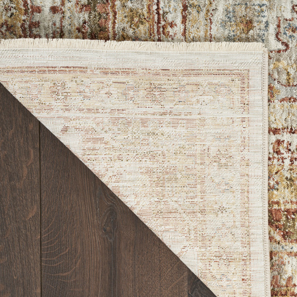 5' X 8' Ivory And Red Geometric Distressed Area Rug