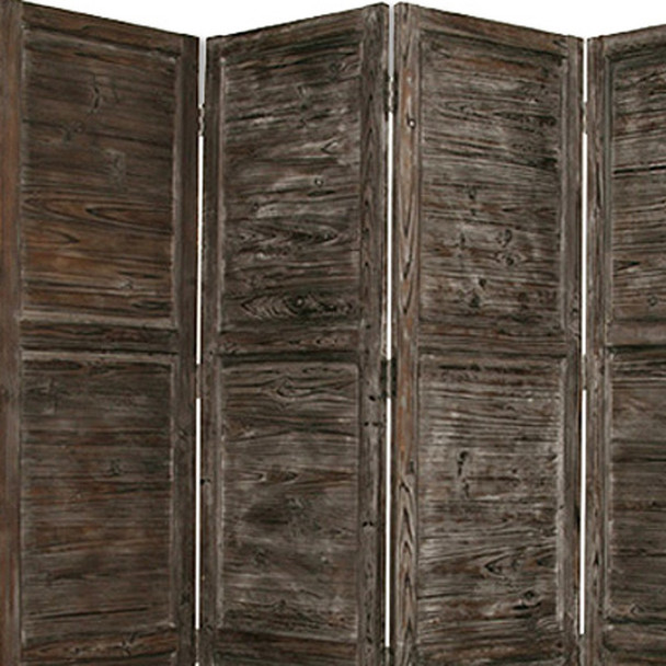 84" Black Wood Folding Four Panel Screen Room Divider