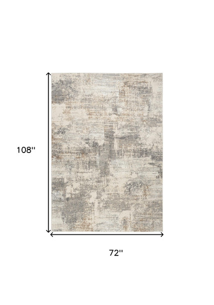 6' X 9' Beige And Gray Abstract Area Rug