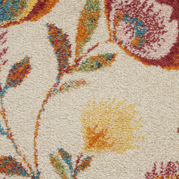 8' X 10' Cream Floral Power Loom Area Rug