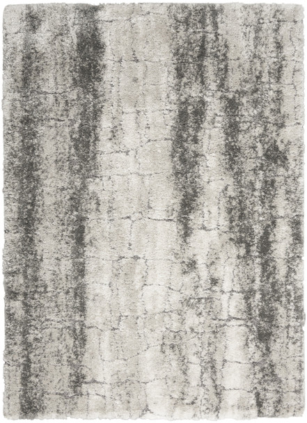 5' X 7' Charcoal and Ivory Abstract Shag Area Rug