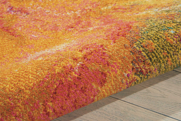 8' X 11' Navy Blue Red and Orange Abstract Non Skid Area Rug