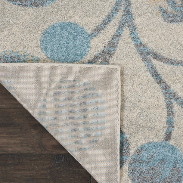 8' X 10' Beige And Blue Floral Area Rug