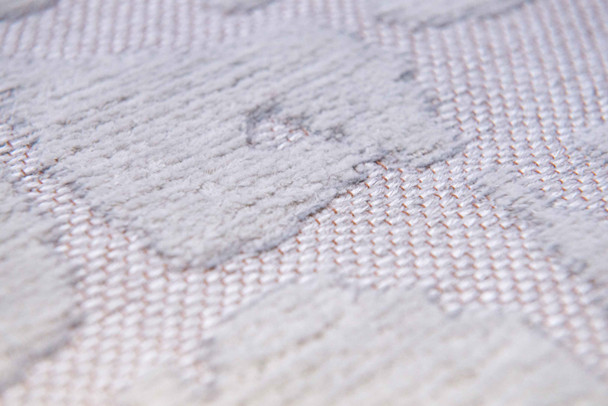 10' White Abstract Runner Rug