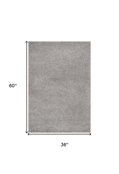 3' X 5' Gray Shag Distressed Area Rug