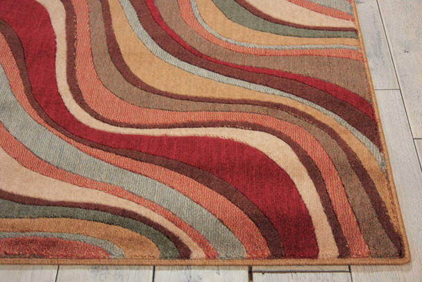 6' Ivory Tan And Red Striped Non Skid Runner Rug