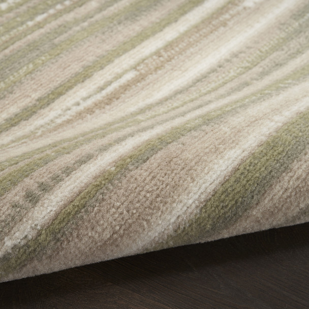 2' X 4' Ivory Green and Gray Striped Area Rug