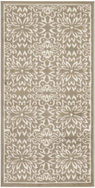 2' X 4' Taupe and Ivory Floral Area Rug