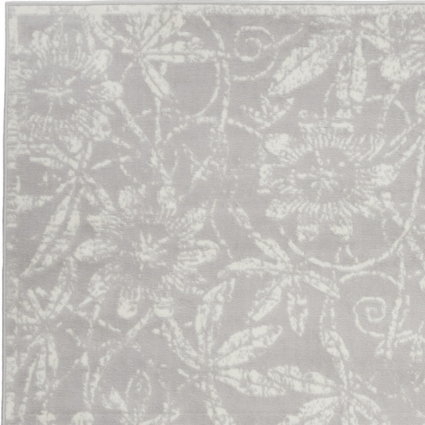 4' X 6' Gray And Ivory Floral Distressed Area Rug