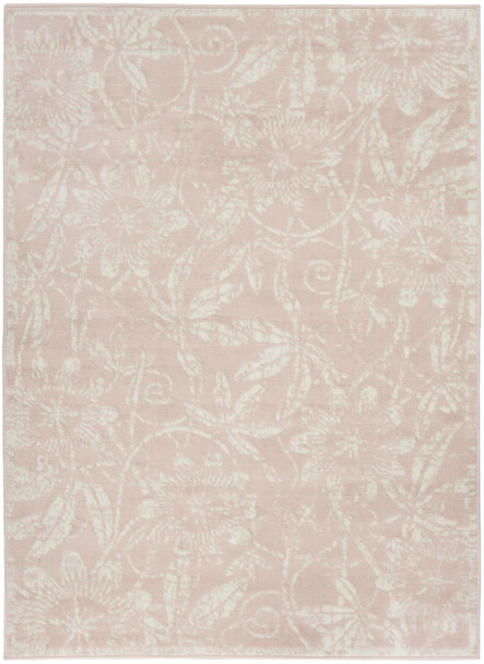4' X 6' Pink and Ivory Floral Distressed Area Rug