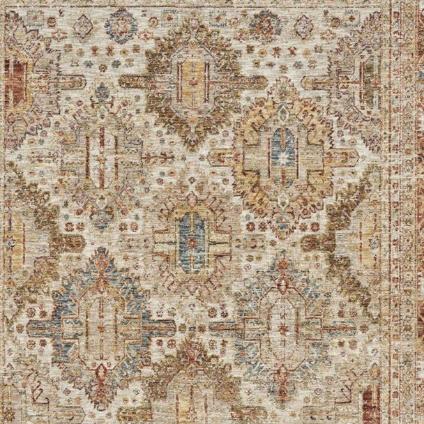 4' X 6' Ivory Brown And Yellow Geometric Distressed Area Rug