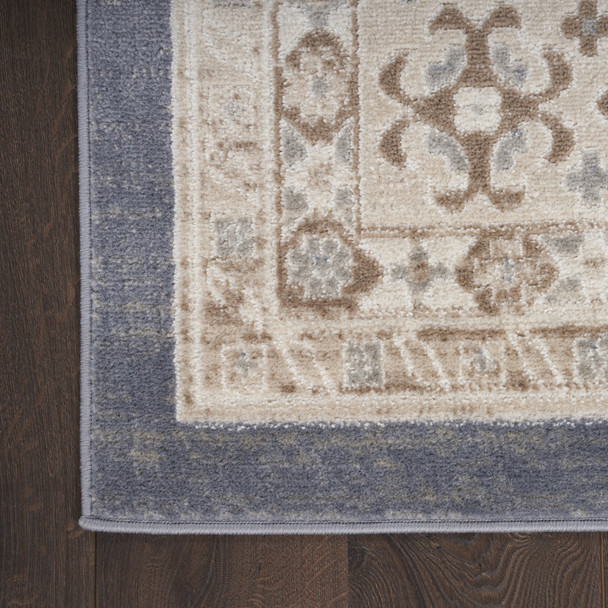 5' X 7' Blue Geometric Distressed Area Rug