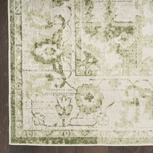 4' X 6' Sage And Ivory Floral Medallion Area Rug