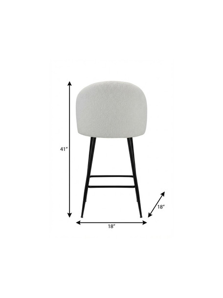 Set of Two 26" White and Black Fabric and Metal Low Back Counter Height Bar Chairs