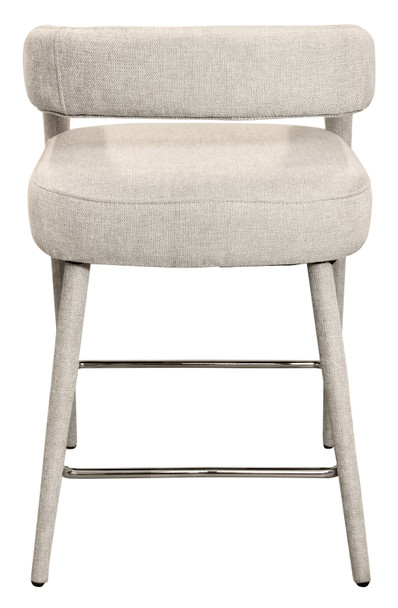 25" Ivory Metal and Fabric Low Back Counter Height Bar Chair