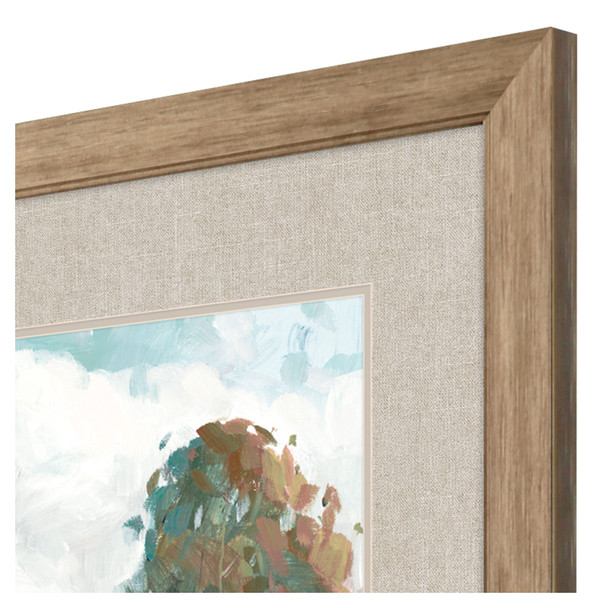 Riverside View Watercolor Waterscape Distressed Frame Wall Art