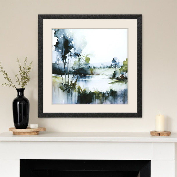 Wanderlust Calling Modern Landscape Black Framed Wall Art