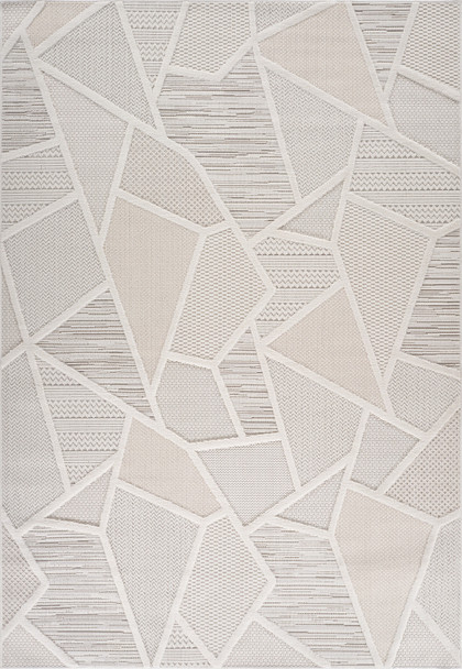 4' X 6' Cream and Beige Geometric Distressed Area Rug