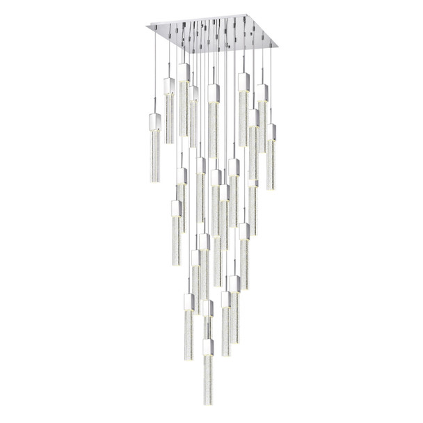 Silver And Clear Multi Light Metal Dimmable Chandelier With Clear Shades