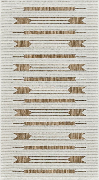 4' X 6' Beige And Brown Geometric Distressed Indoor Outdoor Area Rug