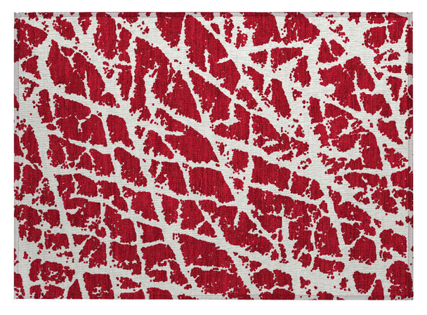 2' X 3' Red and White Abstract Washable Non Skid Indoor Outdoor Area Rug