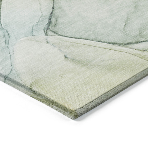 3' X 5' Green Abstract Washable Non Skid Indoor Outdoor Area Rug