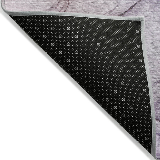 9' X 12' Gray and Purple Abstract Washable Non Skid Indoor Outdoor Area Rug