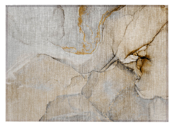 2' X 3' Beige Abstract Washable Non Skid Indoor Outdoor Area Rug
