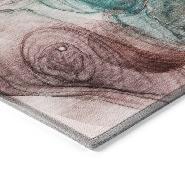 8' X 10' Burgundy Abstract Washable Non Skid Indoor Outdoor Area Rug