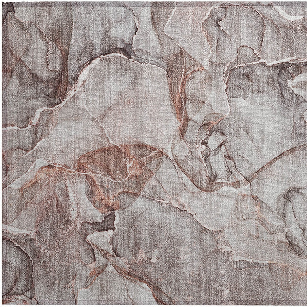 2' X 3' Gray and Red Abstract Washable Non Skid Indoor Outdoor Area Rug