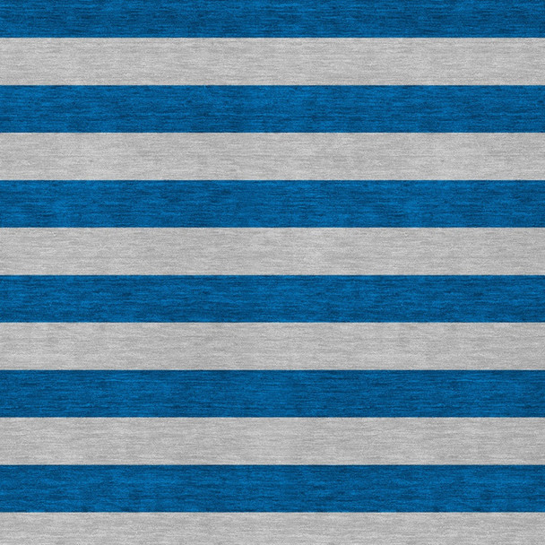 10' X 14' Blue and Ivory Striped Washable Indoor Outdoor Area Rug