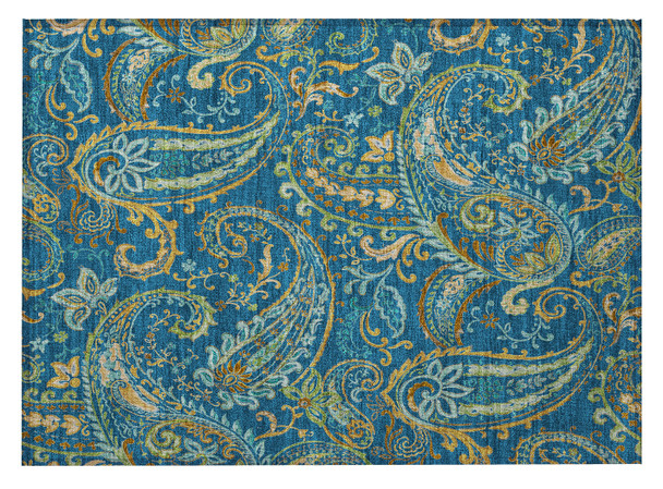 2' X 3' Navy Blue Paisley Washable Non Skid Indoor Outdoor Area Rug