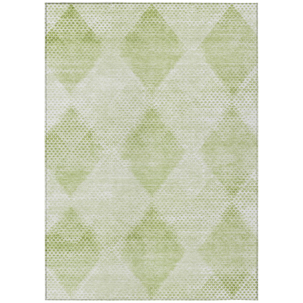 9' X 12' Mint Green Geometric Washable Non Skid Indoor Outdoor Area Rug