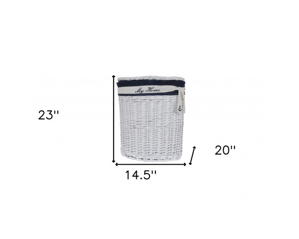 Set of Five Blue And White Rattan Basket