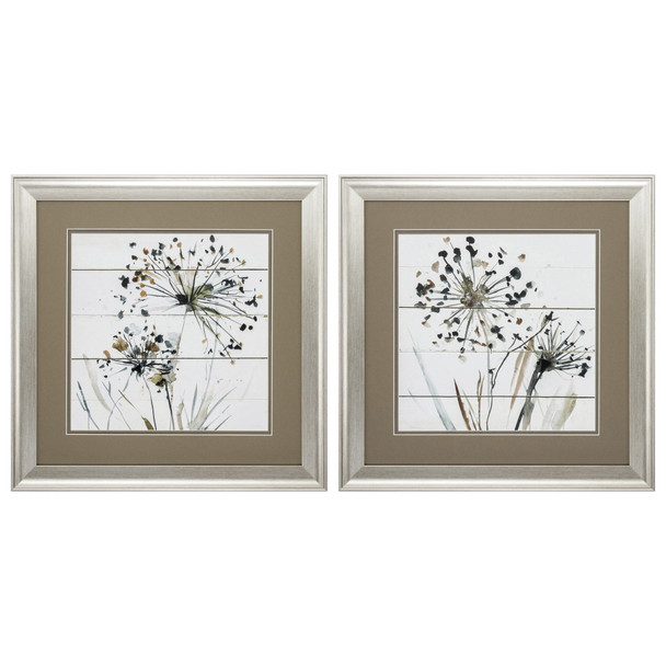 19" X 19" Brushed Silver Frame Natures Lace (Set Of 2)