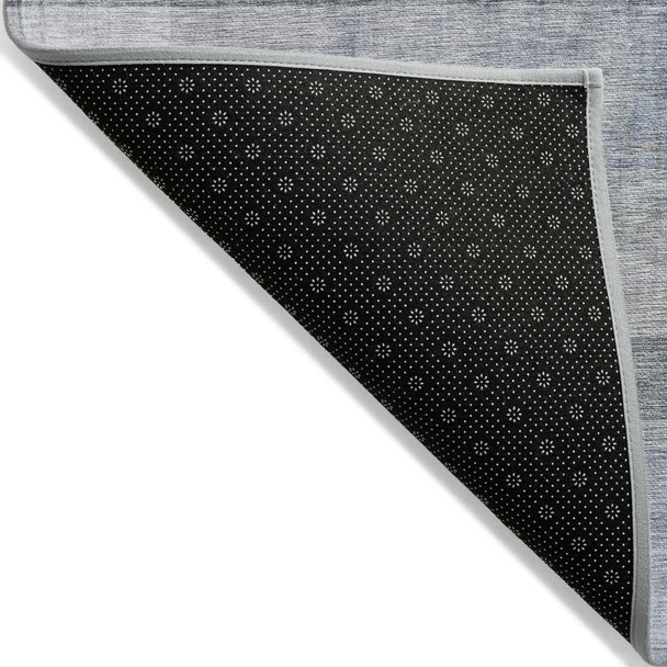 9' X 12' Navy and Gray Ombre Washable Non Skid Indoor Outdoor Area Rug