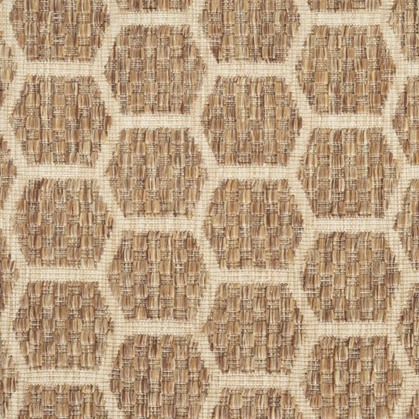 10' Natural And Beige Geometric Indoor Outdoor Runner Rug