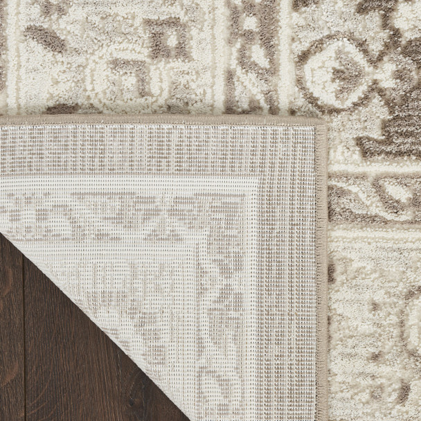 5' X 7' Ivory Brown And Gray Floral Distressed Non Skid Area Rug