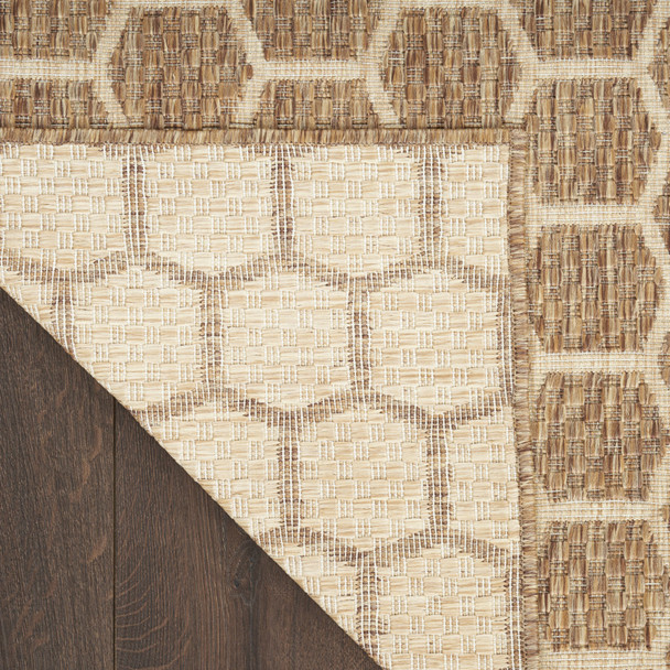 12' Natural And Beige Geometric Indoor Outdoor Runner Rug