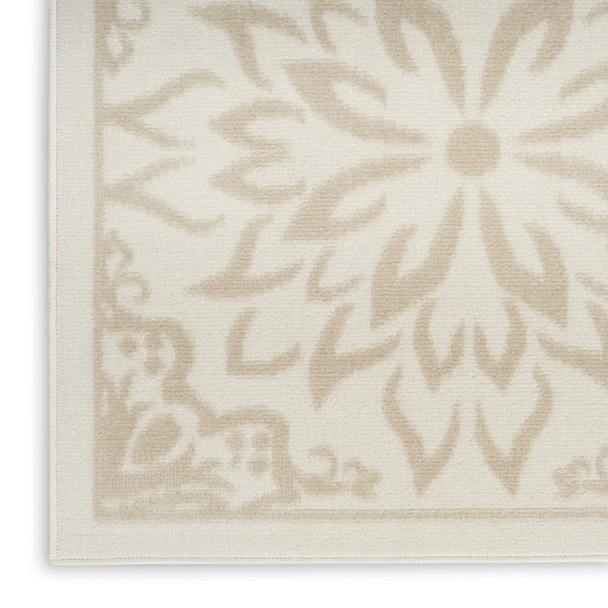 6' X 9' Beige and Ivory Floral Non Skid Area Rug